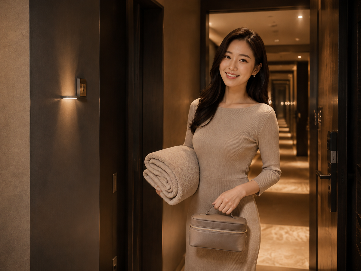 인천 송도 방문 홈케어 일정을 준비하는 젊은 성인 한국 여성 관리사